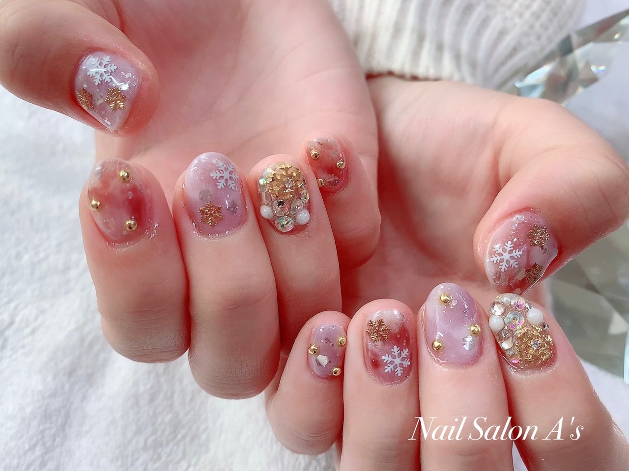 冬 お正月 クリスマス 女子会 ビジュー Nailasのネイルデザイン No ネイルブック