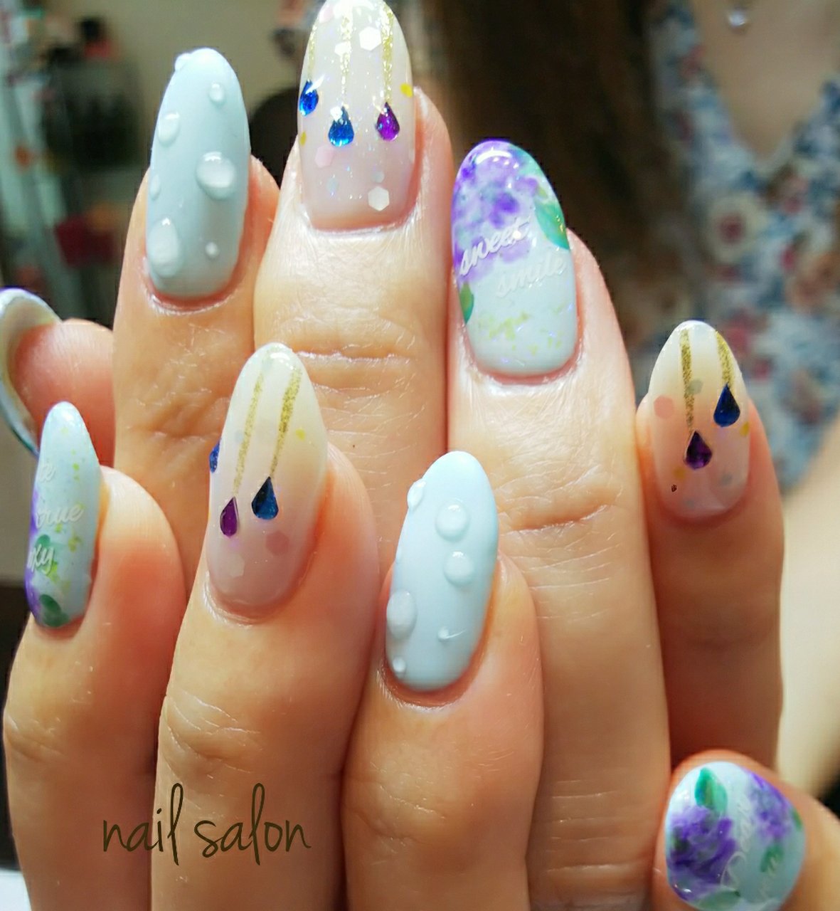 梅雨 デート 女子会 ハンド ホログラム Nail Salon Dioのネイルデザイン No ネイルブック