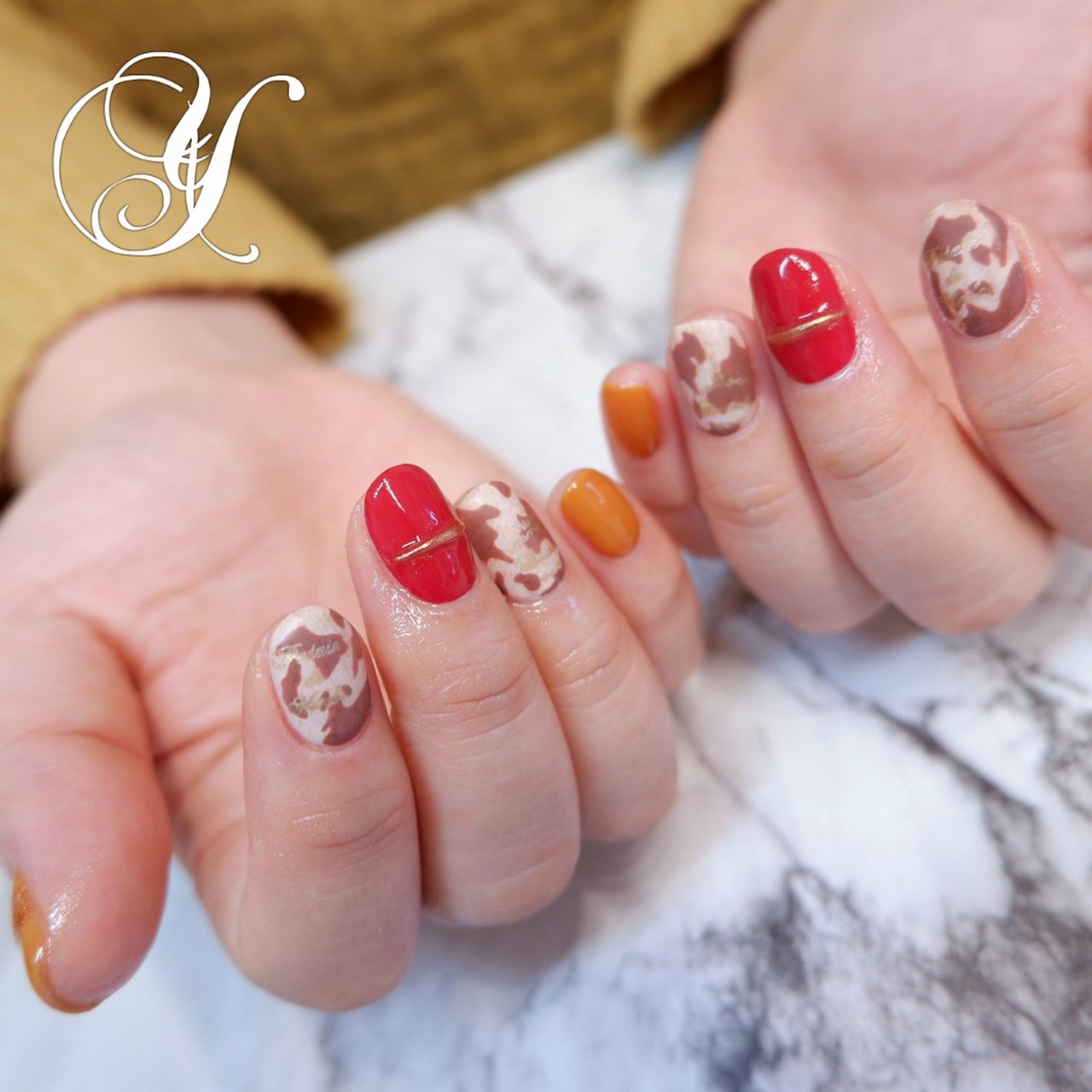 冬 ハンド アニマル柄 ミディアム ベージュ Yumicoのネイルデザイン No ネイルブック