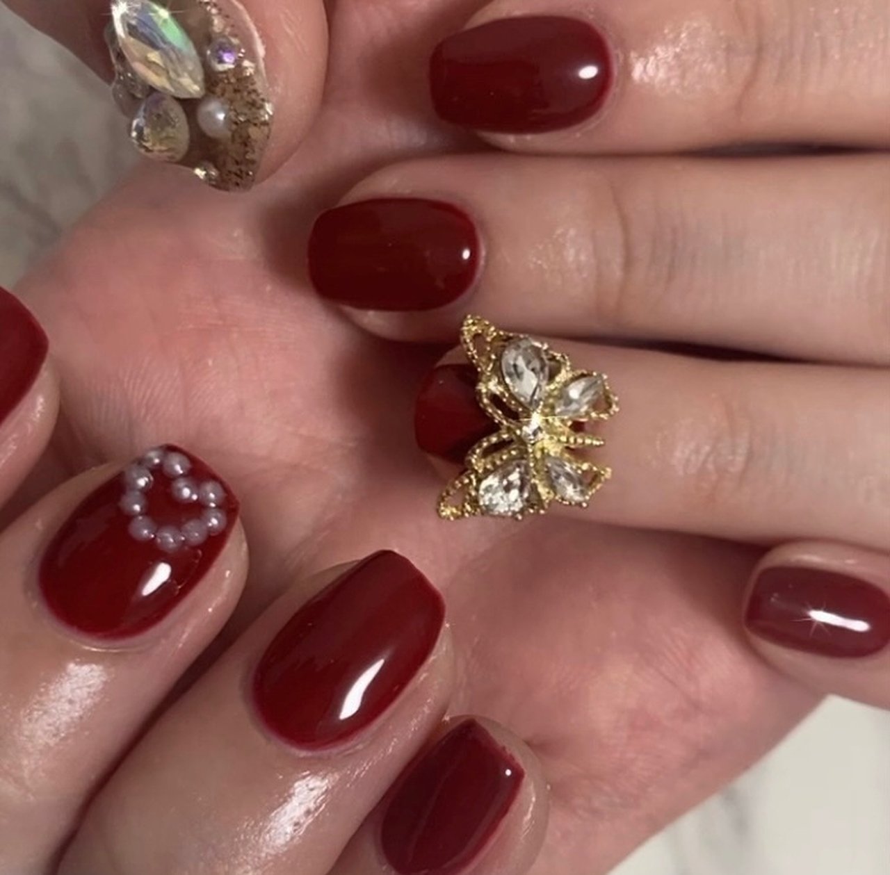 冬 オールシーズン ハンド シンプル ビジュー さとみんのネイルデザイン No ネイルブック