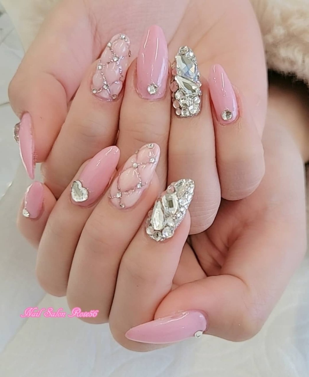 オールシーズン ハンド キルティング ロング ピンク Nail Salon Rose 56のネイルデザイン No ネイルブック