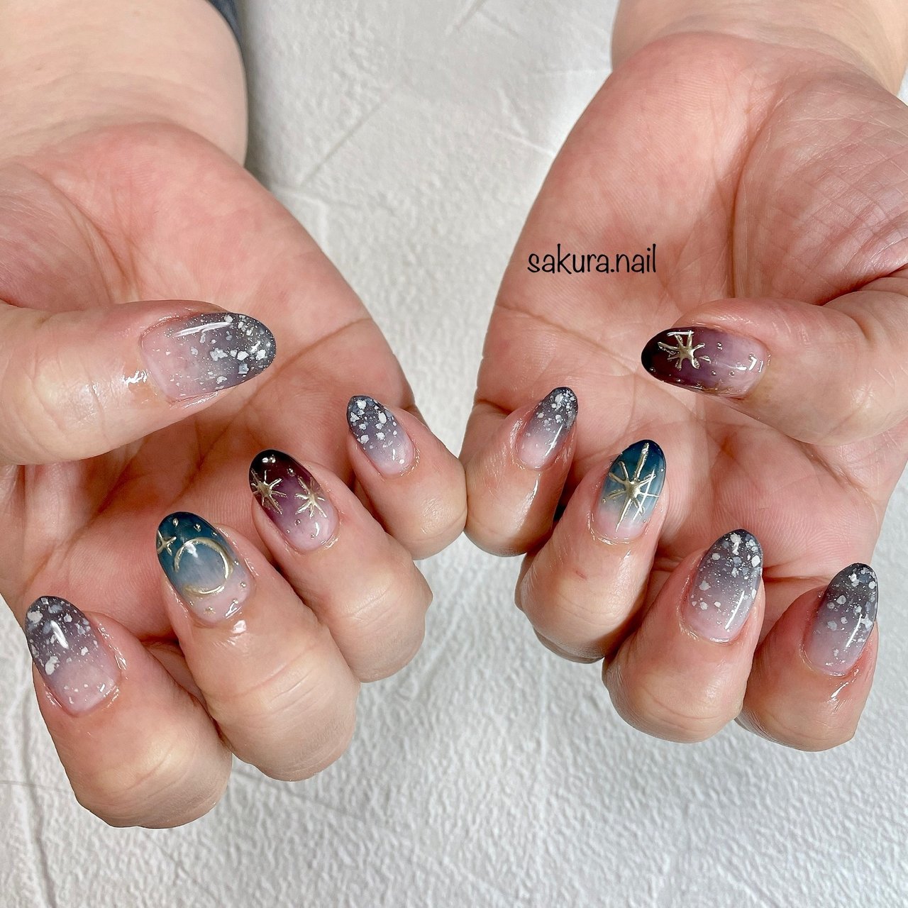 ハンド グラデーション ミラー ネイビー パープル Sakura Nailのネイルデザイン No ネイルブック