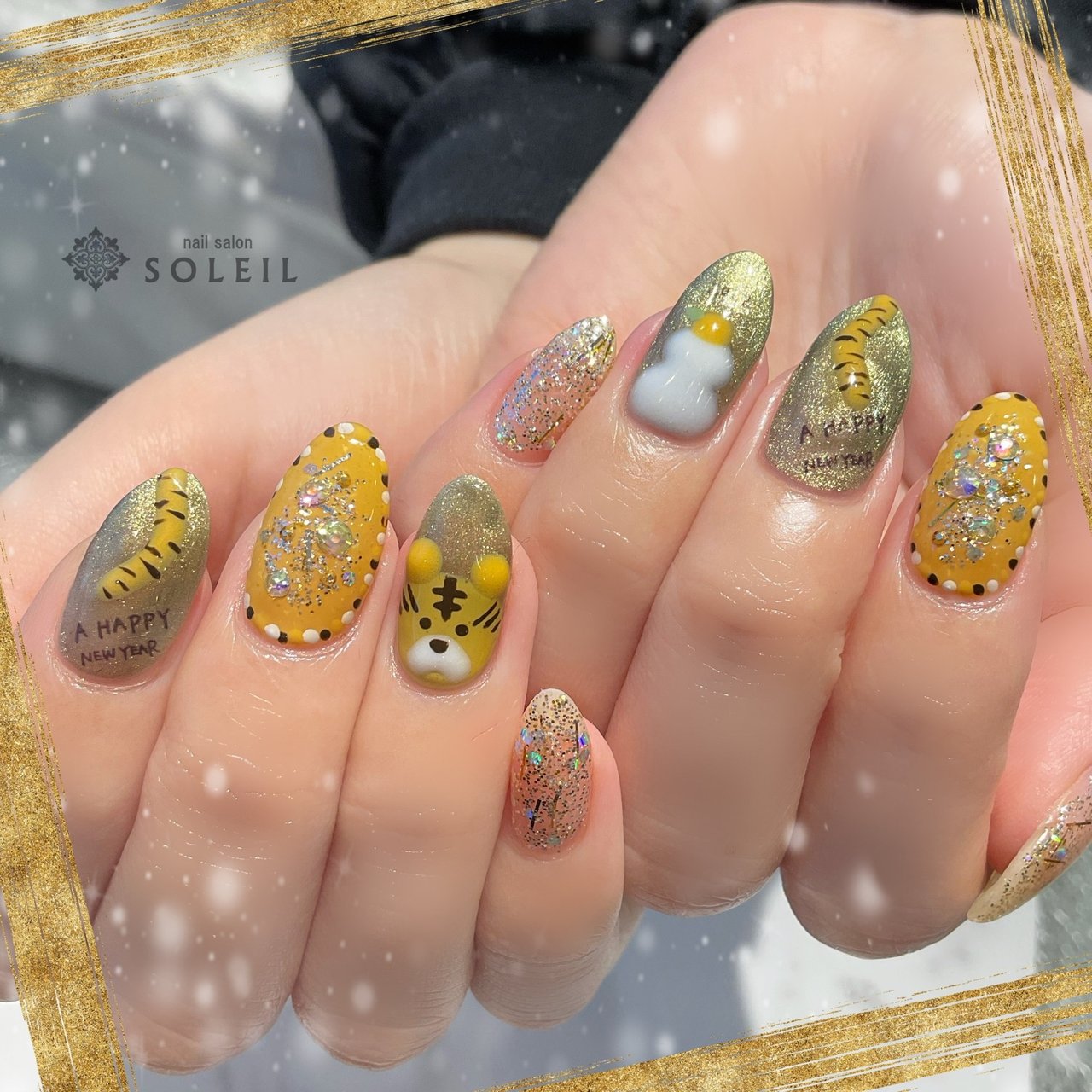 冬 お正月 成人式 パーティー ハンド Nail Salon Soleil ネイルサロン ソレイユ のネイルデザイン No ネイルブック