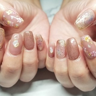 ピンク イエローのネイルデザイン ネイルブック