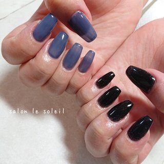 ブルー ブラックのネイルデザイン ネイルブック