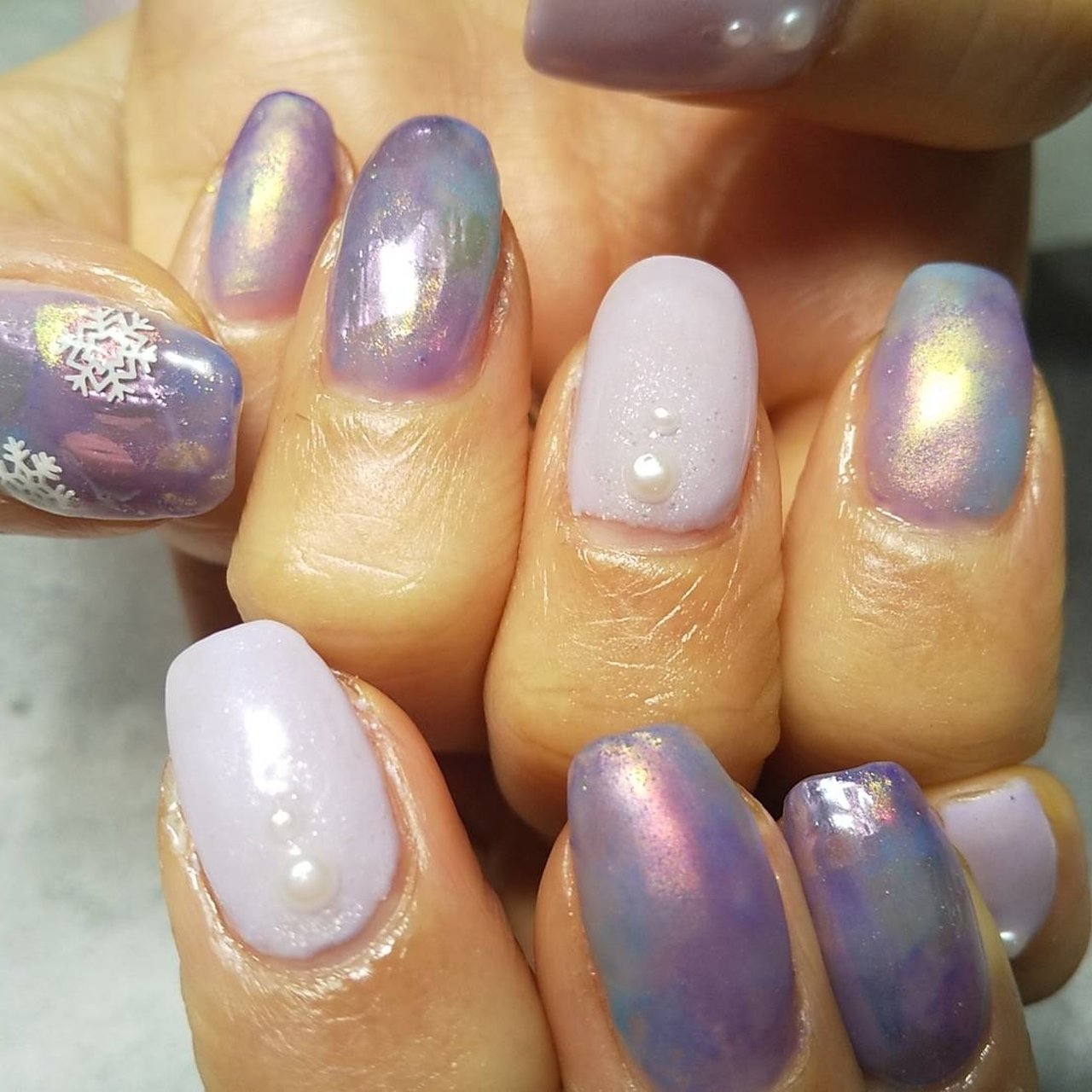 冬 タイダイ 雪の結晶 ブルー パープル S Nailのネイルデザイン No ネイルブック