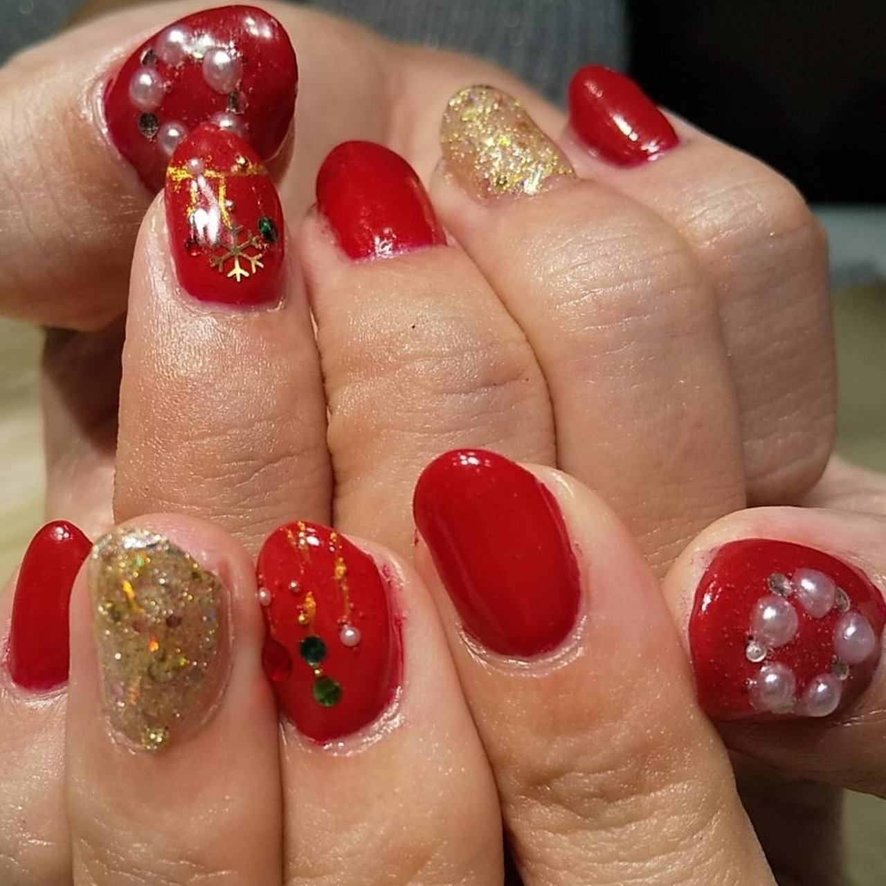 冬 クリスマス シンプル ラメ パール S Nailのネイルデザイン No ネイルブック