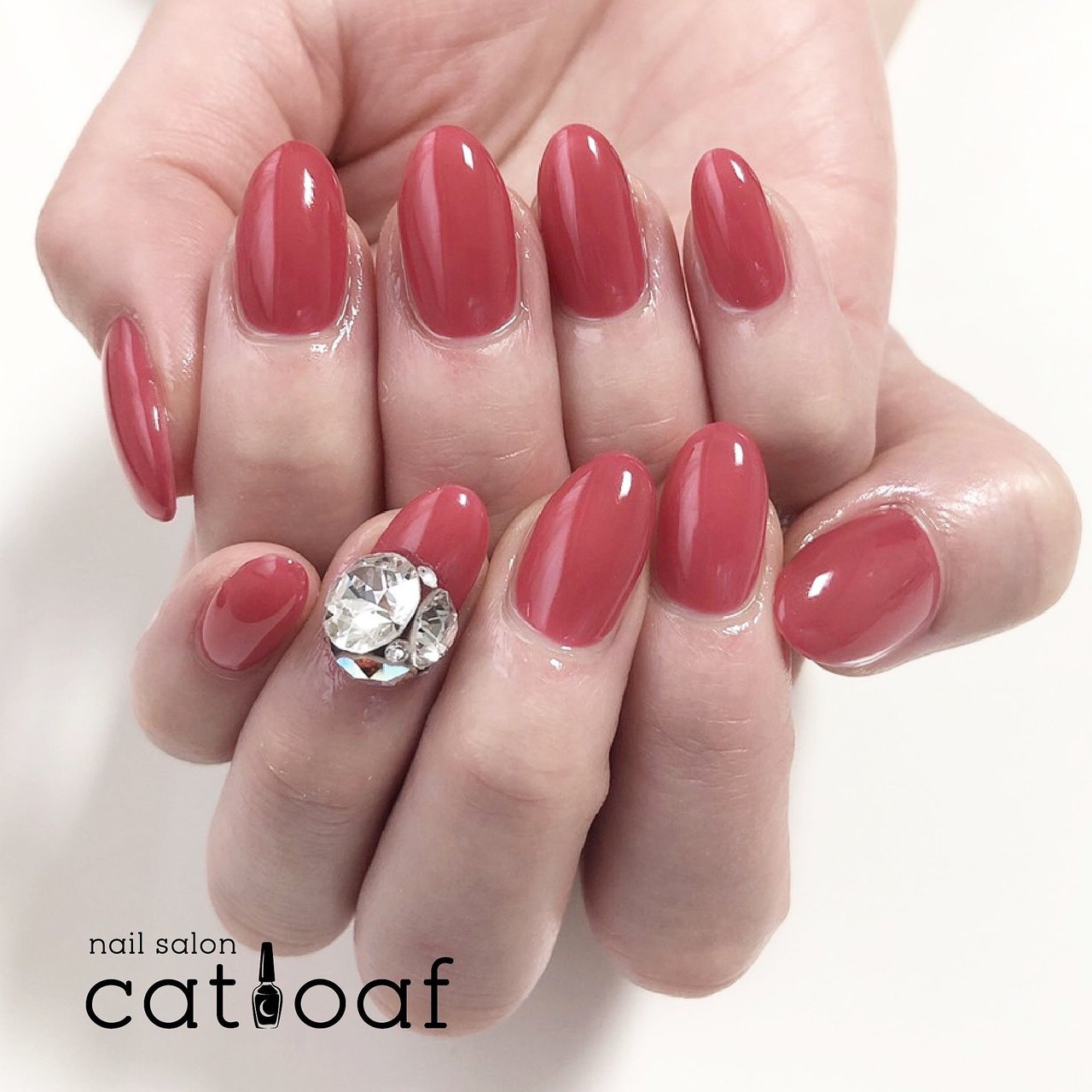 冬 クリスマス ハンド シンプル ビジュー Nailsalon Catloafのネイルデザイン No ネイルブック