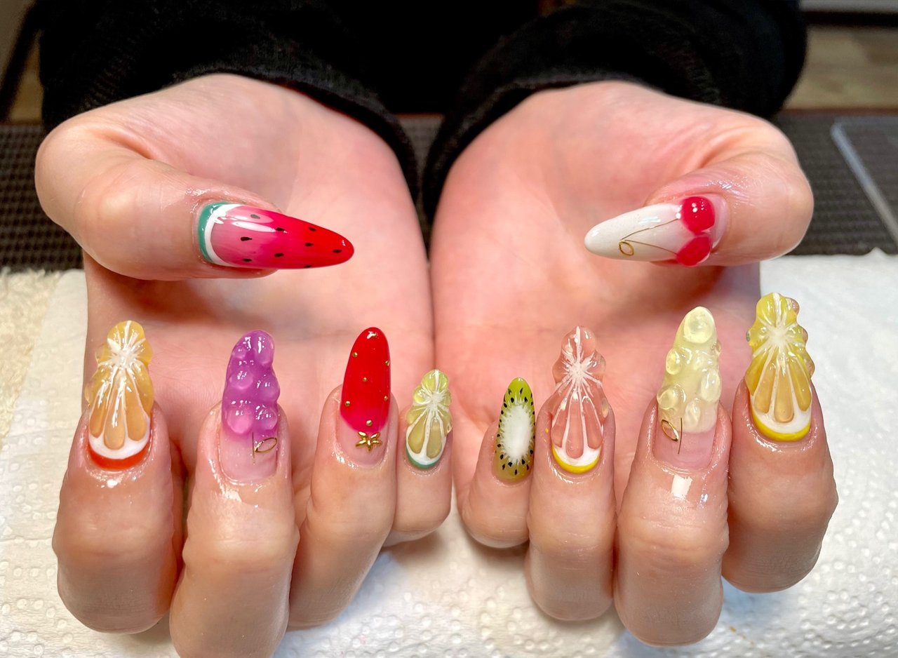 夏/ハンド/フルーツ - ENAnail_oitaのネイルデザイン[No.6950199