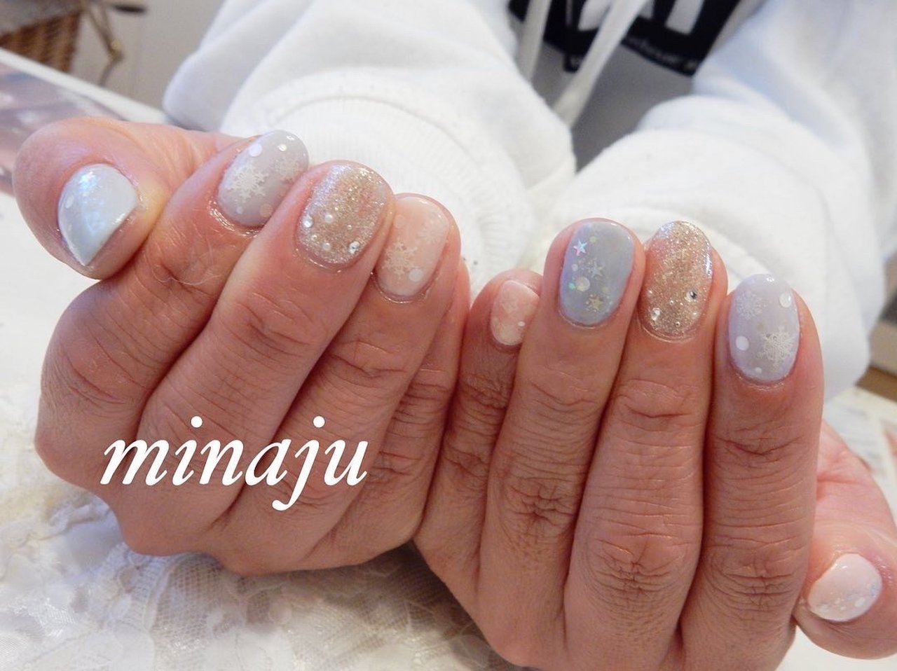 冬 ハンド ミディアム パステル ジェルネイル ネイルサロンミナージュのネイルデザイン No ネイルブック