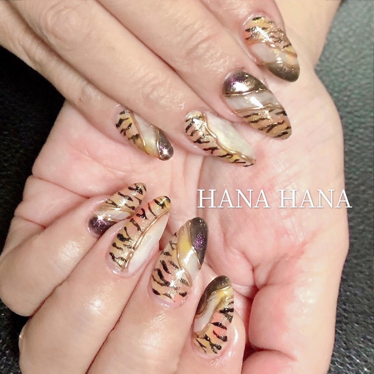 オールシーズン ハンド 変形フレンチ アニマル柄 アイシング Hana Hanaのネイルデザイン No ネイルブック