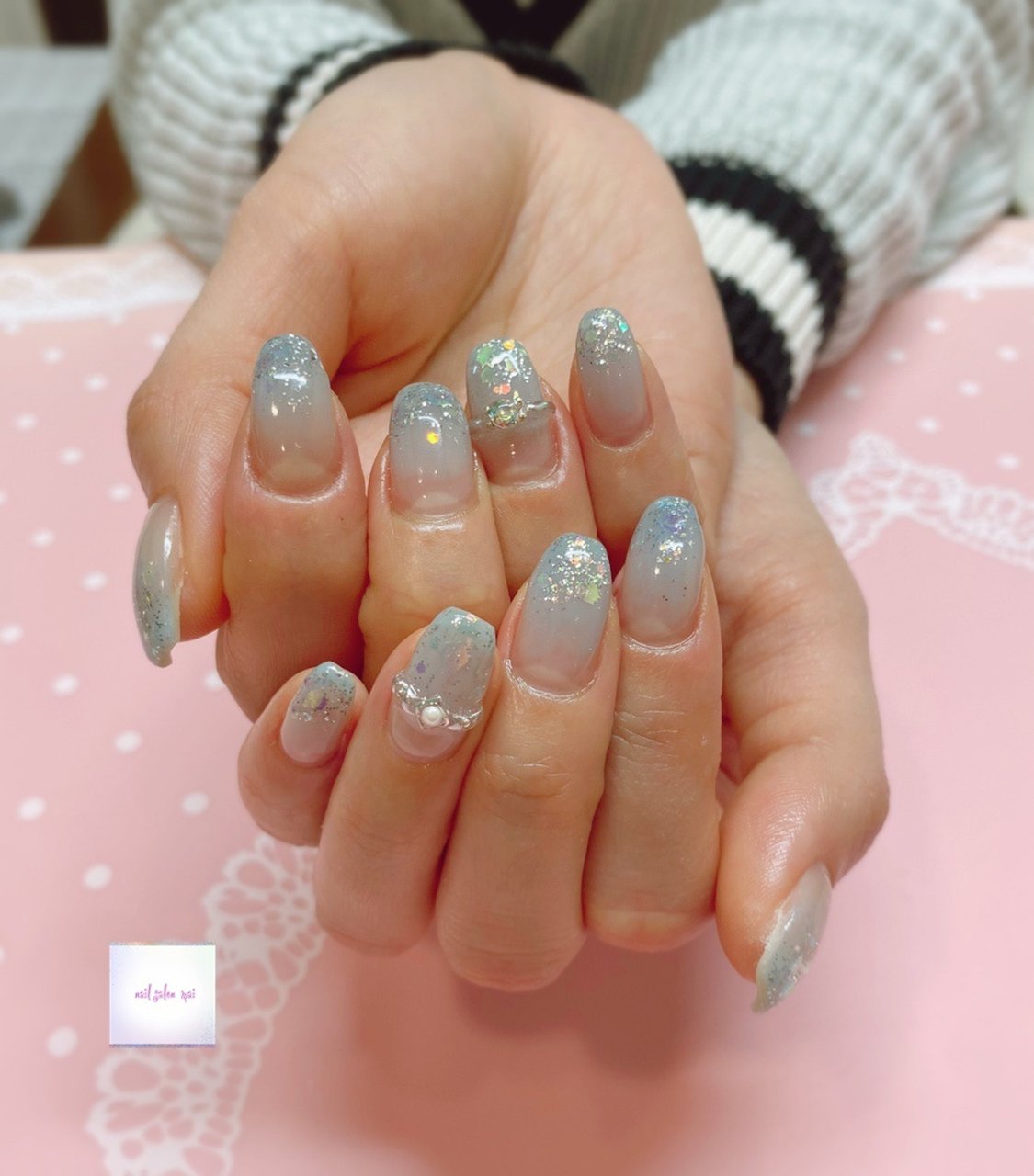 ハンド 水色 ジェルネイル お客様 まいのネイルデザイン No ネイルブック