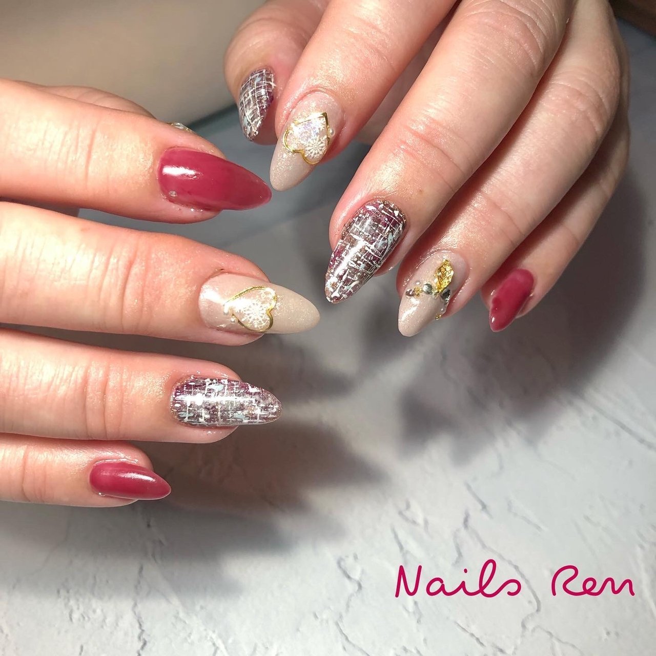 オールシーズン デート 女子会 ハンド ハート Renのネイルデザイン No ネイルブック