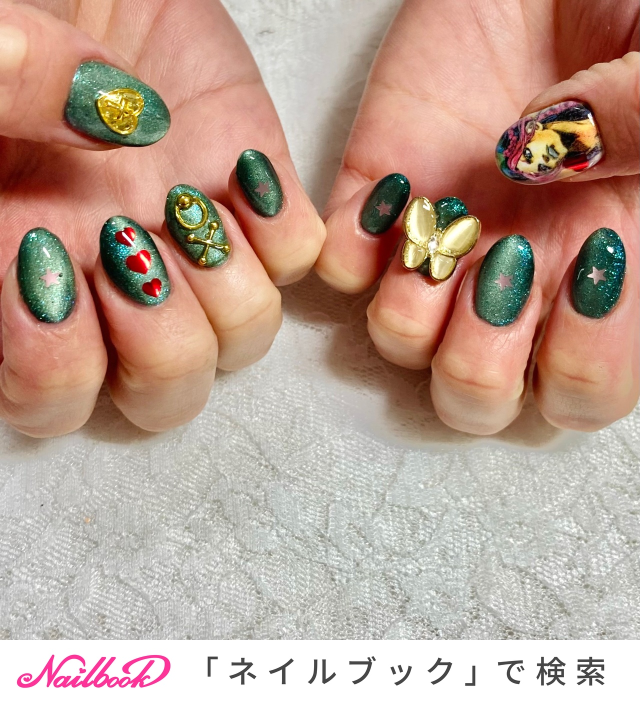 ハンド ハート 痛ネイル キャラクター マグネット Moco Nailのネイルデザイン No ネイルブック