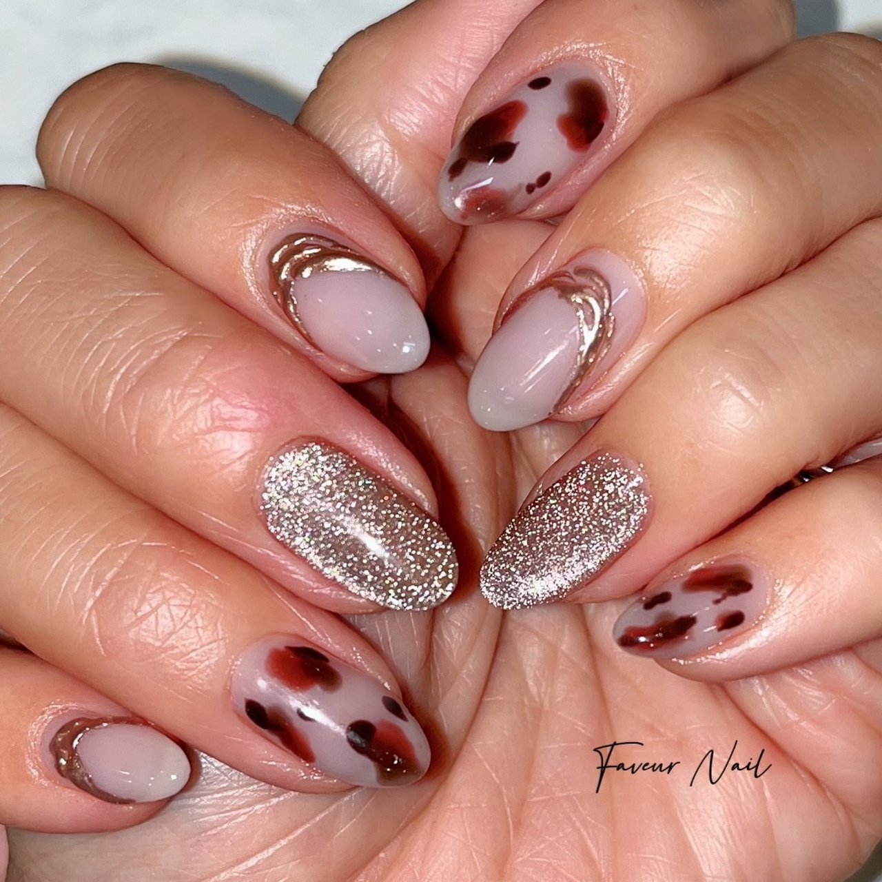 秋/冬/ハンド/アニマル柄/マグネット - faveur_nailのネイルデザイン 