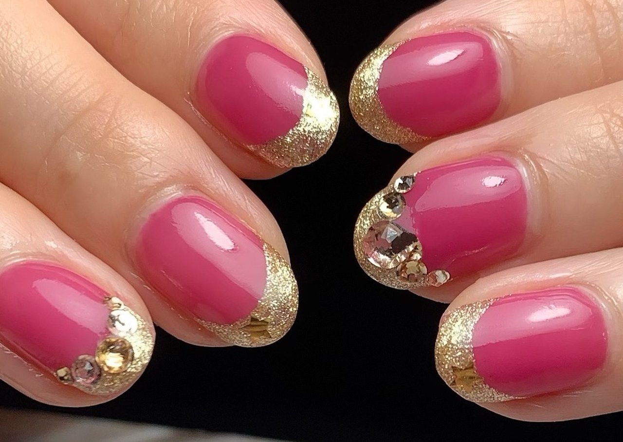 春 冬 ハンド フレンチ ピンク Bijou Nailのネイルデザイン No ネイルブック