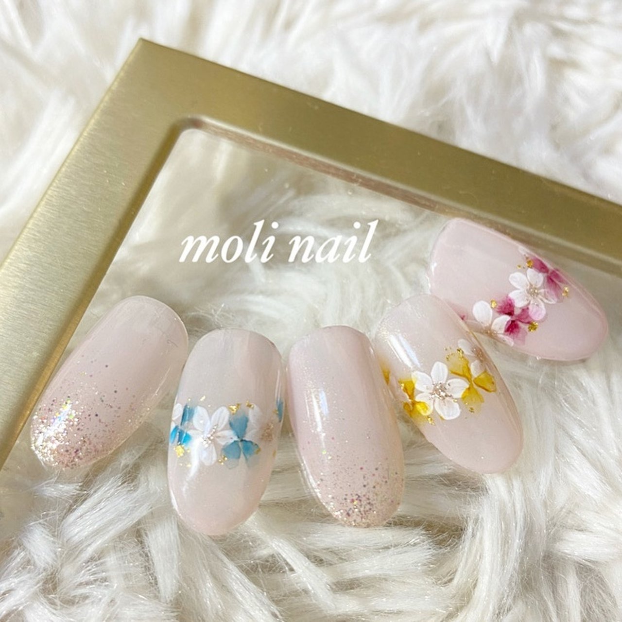オールシーズン ハンド ワンカラー フラワー 押し花 Naodのネイルデザイン No ネイルブック