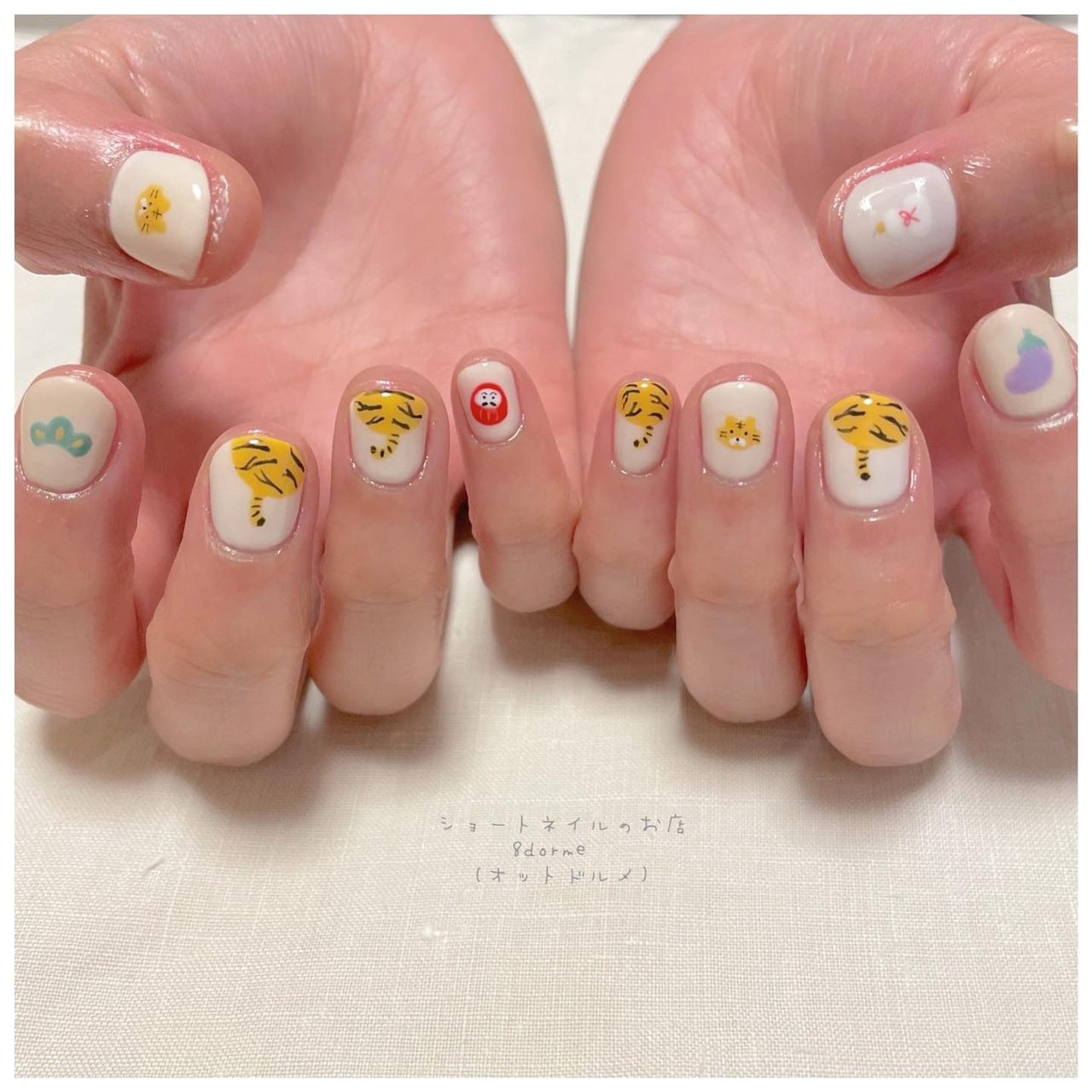 冬 お正月 ハンド シンプル 変形フレンチ 大岡山ネイルサロン ショートネイルのお店 8dorme オットドルメ のネイルデザイン No ネイルブック