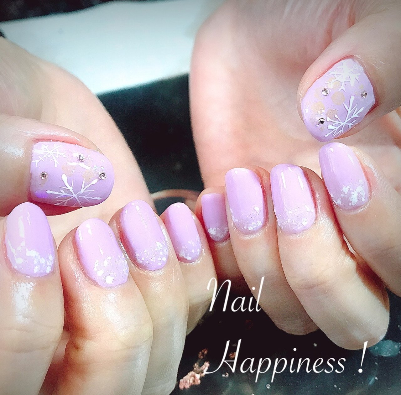 冬 グラデーション 雪の結晶 ピンク ジェルネイル Nail Happiness ネイルハピネス ささきまきのネイル デザイン No ネイルブック