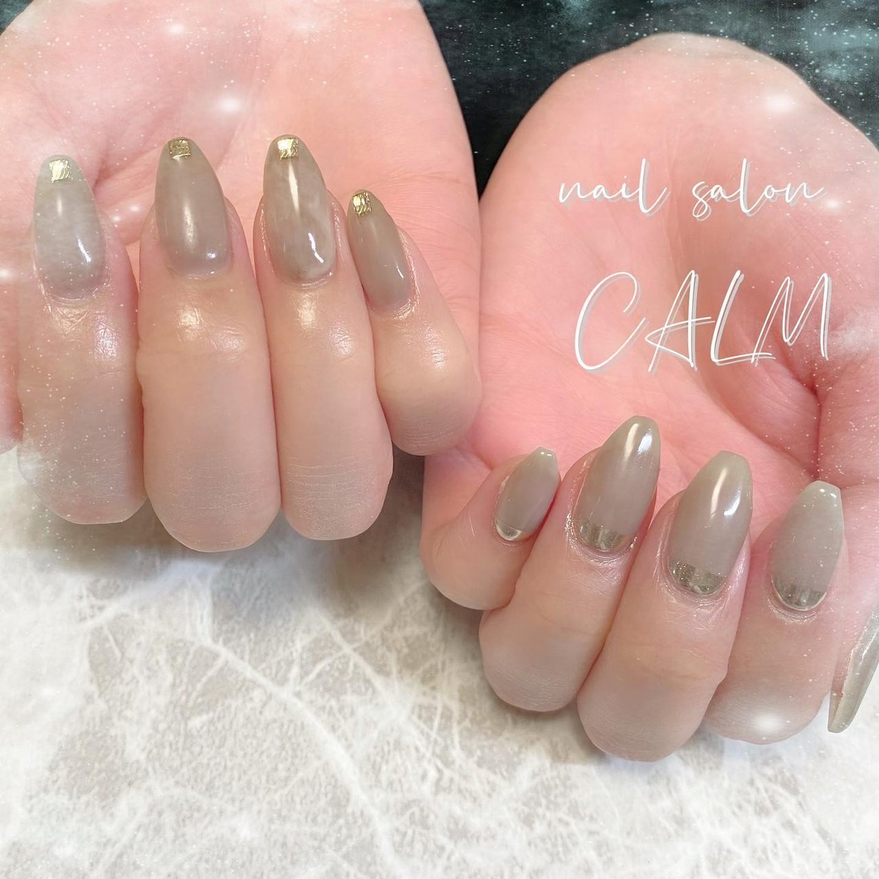 オールシーズン ハンド シンプル ニュアンス ミディアム Nail Salon Calmのネイルデザイン No ネイルブック