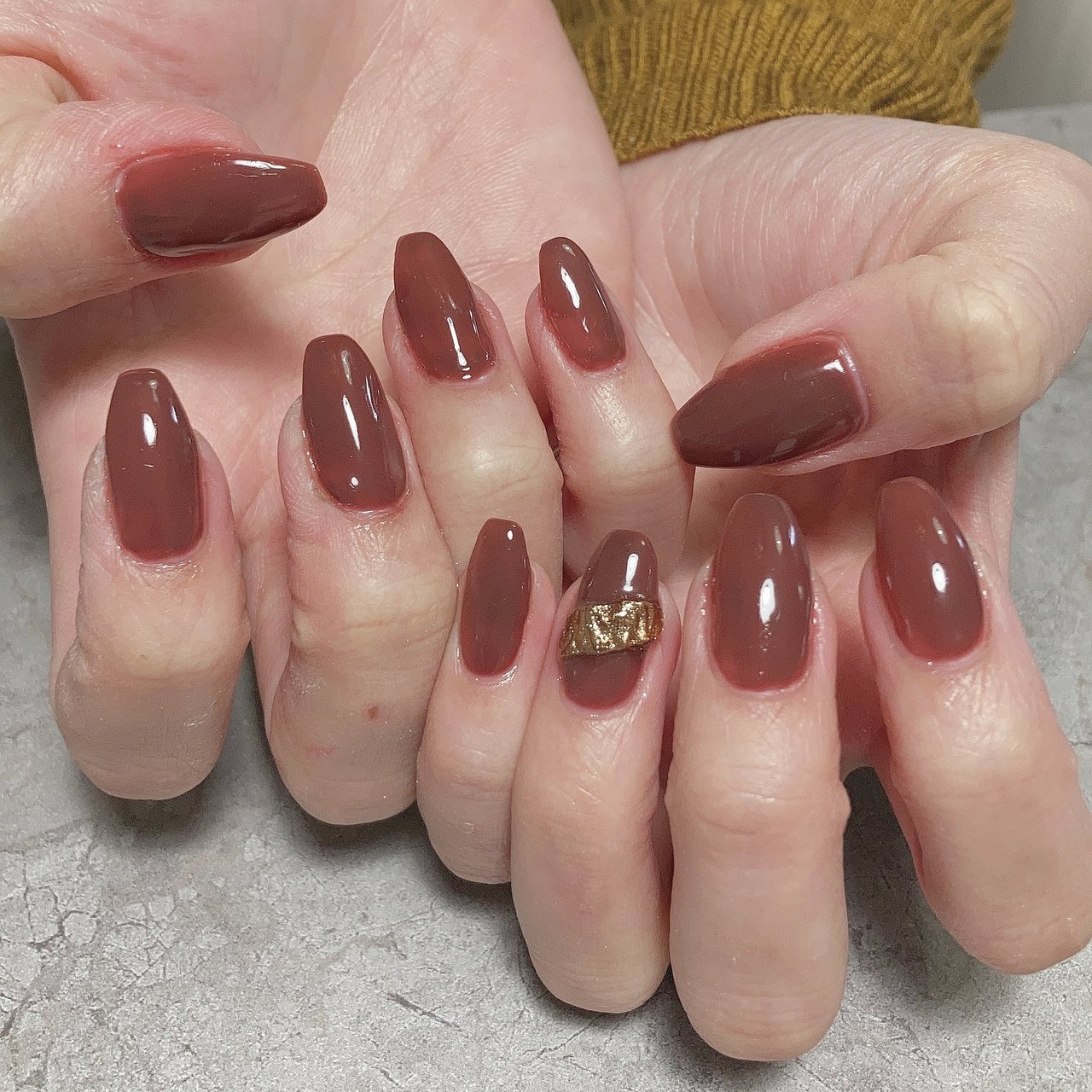 ハンド シンプル ワンカラー ミラー ブラウン Crm Nailのネイルデザイン No ネイルブック