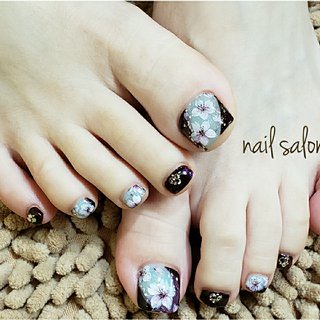 フット 水色のネイルデザイン ネイルブック