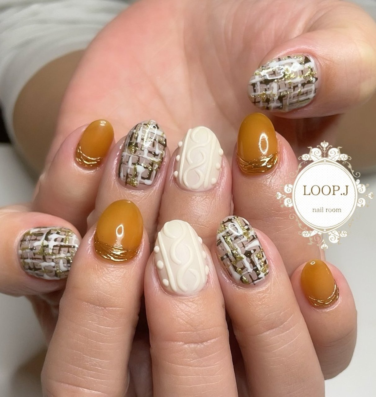 秋 冬 デート ハンド ツイード おおくぼ めぐみのネイルデザイン No ネイルブック