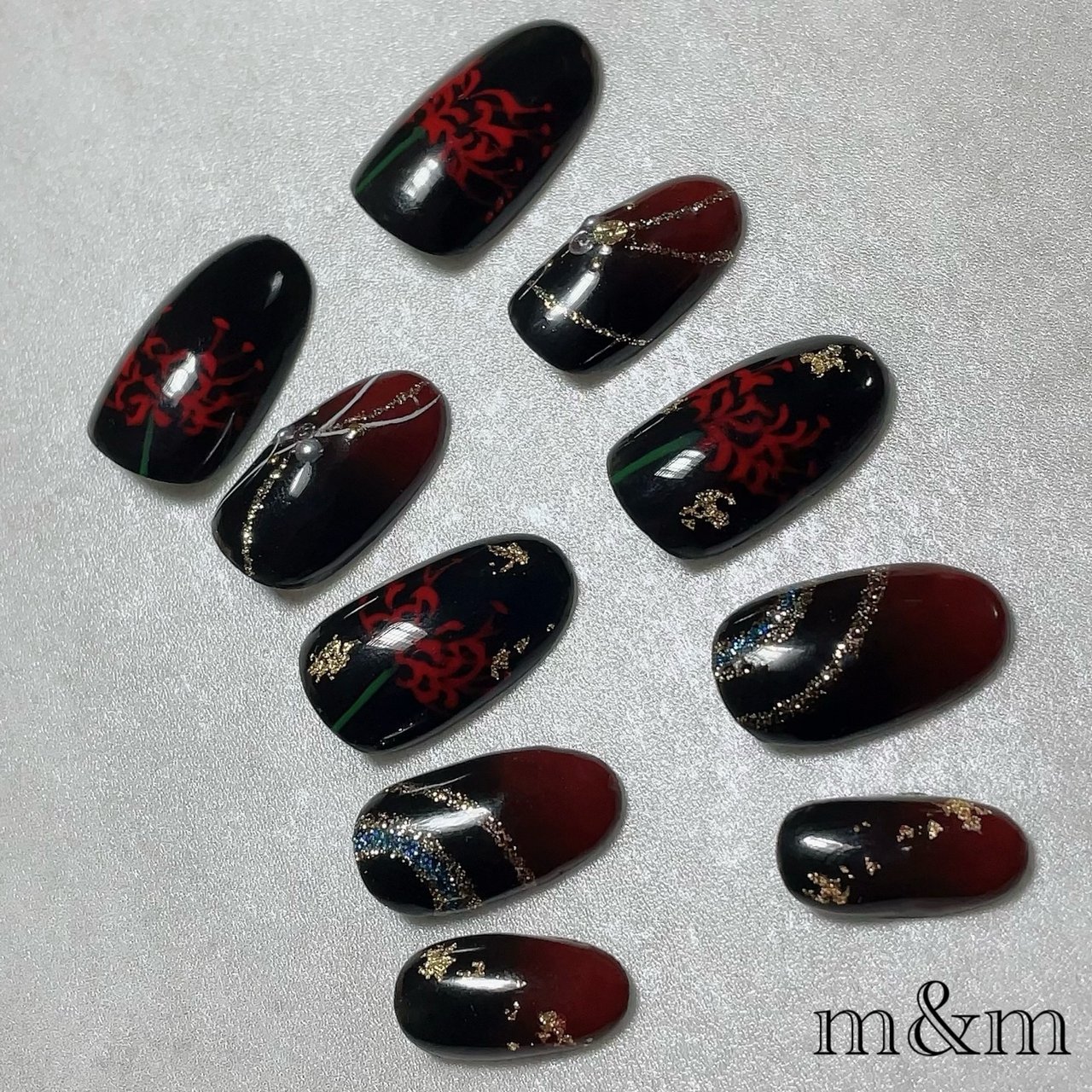 成人式 ハンド グラデーション 和柄 ミディアム Nail Salon M Mのネイルデザイン No ネイルブック
