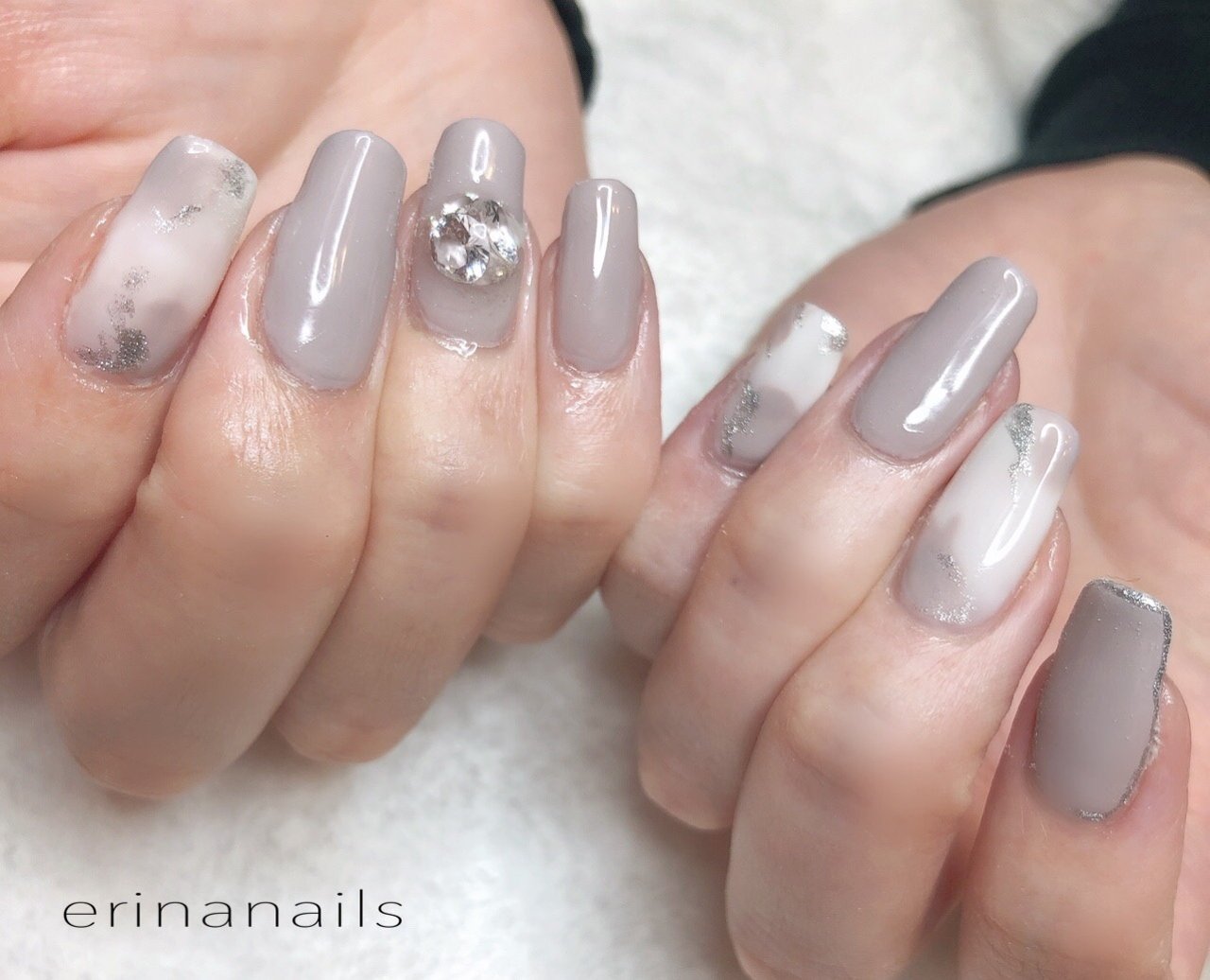 オールシーズン ハンド シンプル ビジュー ロング Erinanailsのネイルデザイン No ネイルブック