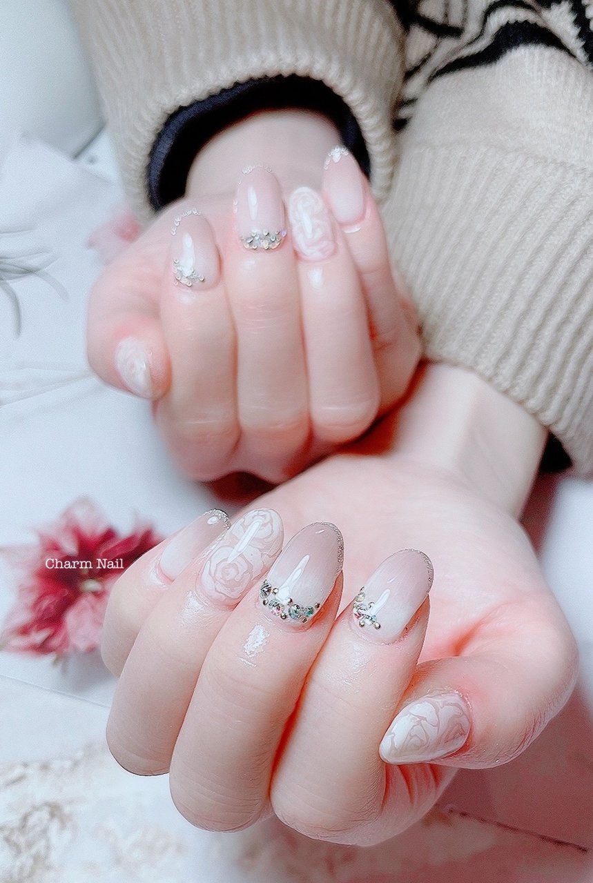 冬 オールシーズン バレンタイン ブライダル お客様 チャームのネイルデザイン No ネイルブック