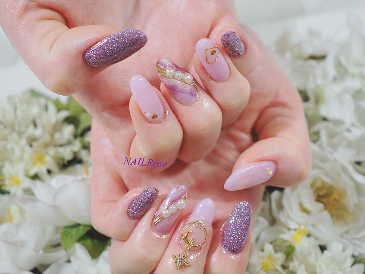 冬 オールシーズン バレンタイン ビジュー ワンカラー Nailroseのネイルデザイン No 696 ネイルブック