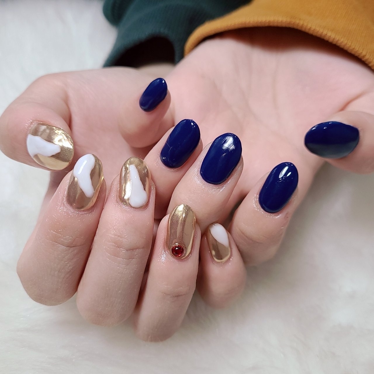 オールシーズン ハンド ミラー ショート ネイビー 1217rieのネイルデザイン No ネイルブック