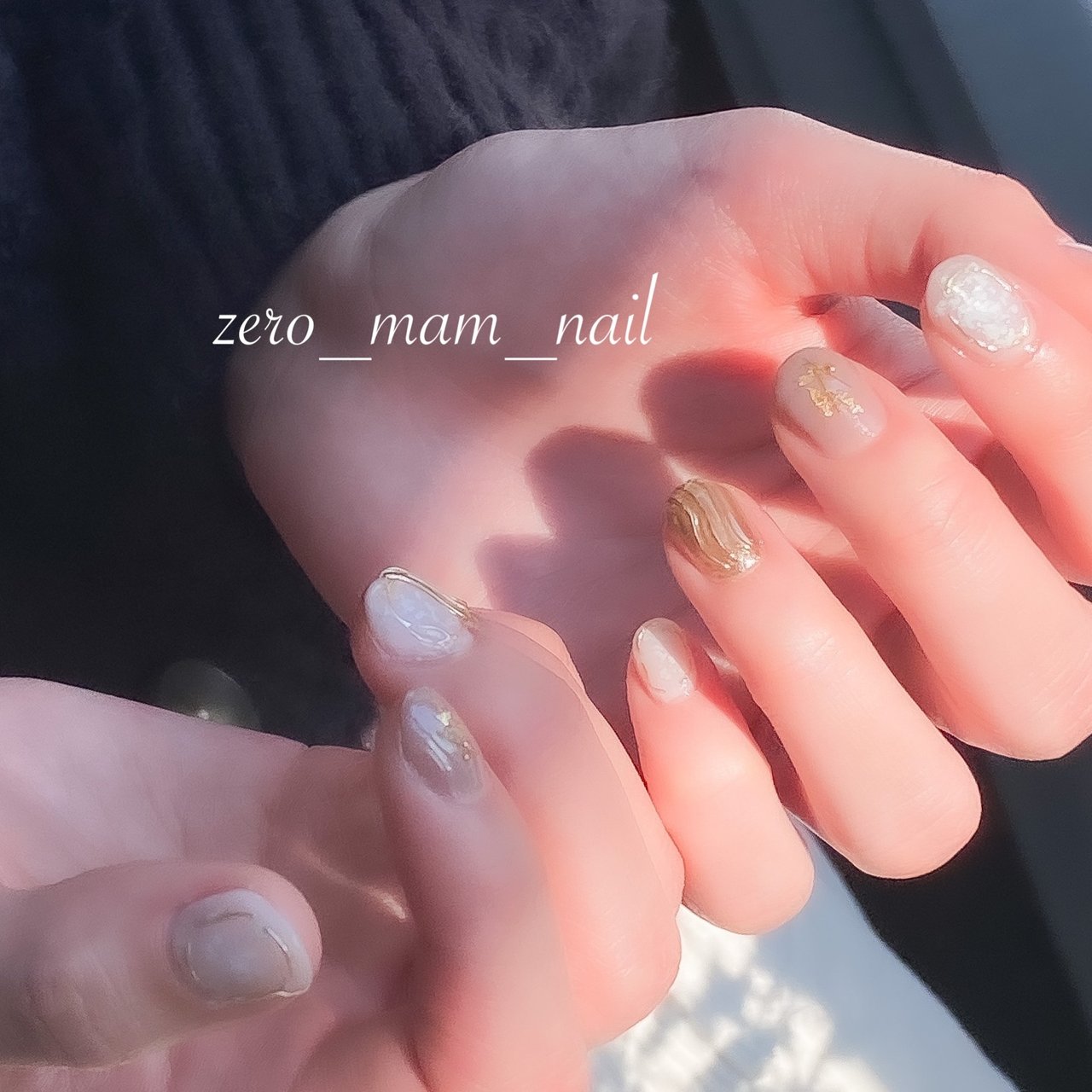 成人式 ハンド 変形フレンチ ビジュー ラメ Zero Mam Nailのネイルデザイン No ネイルブック
