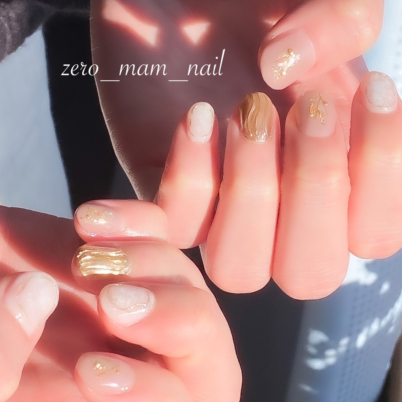 成人式 ハンド 変形フレンチ ビジュー ラメ Zero Mam Nailのネイルデザイン No ネイルブック