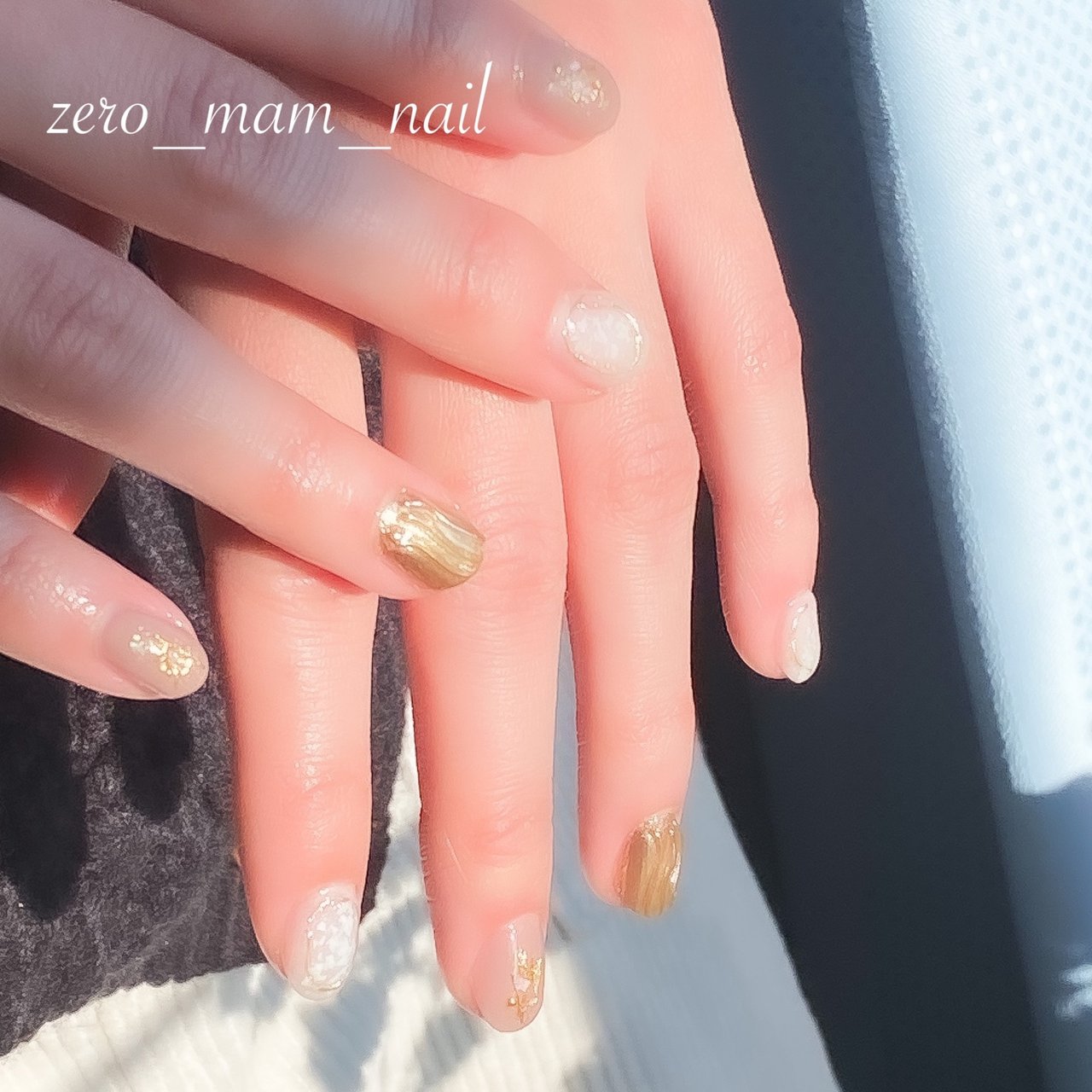 成人式 ハンド 変形フレンチ ビジュー ラメ Zero Mam Nailのネイルデザイン No ネイルブック