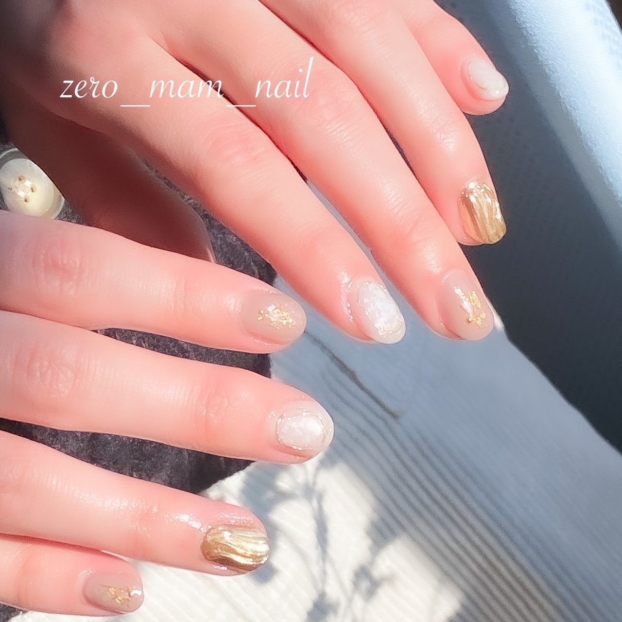 成人式 ハンド 変形フレンチ ビジュー ラメ Zero Mam Nailのネイルデザイン No ネイルブック