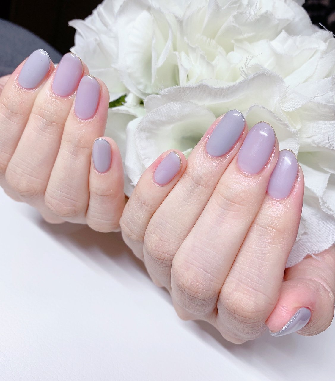 ハンド ラメ ワンカラー ミディアム パープル あめちゃんのネイルデザイン No ネイルブック