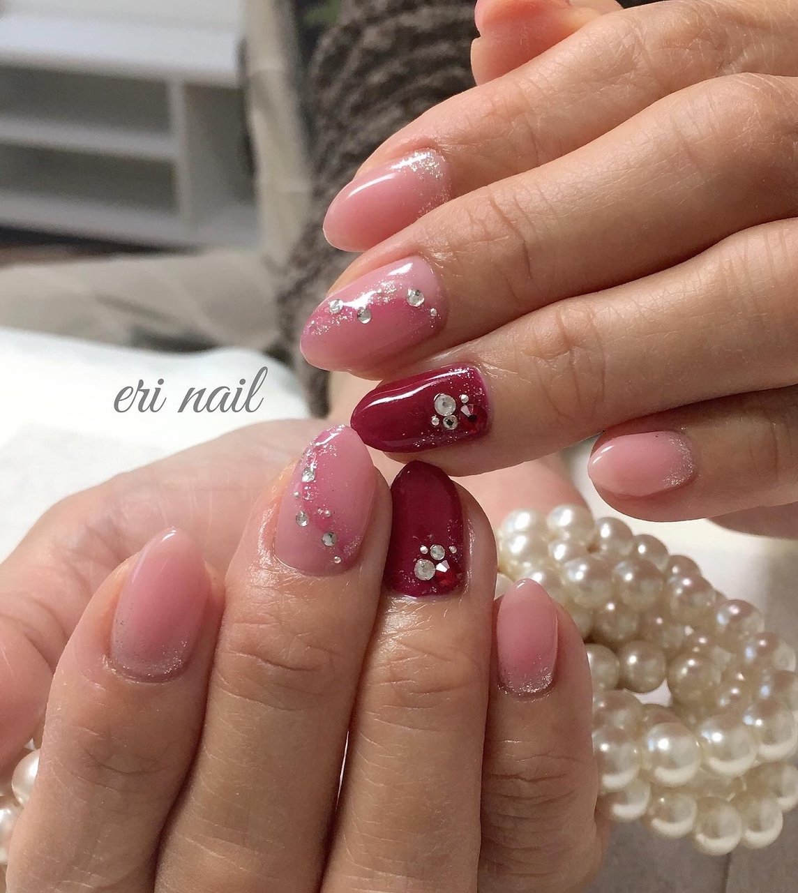 オールシーズン ハンド ピンク レッド ジェルネイル 名古屋市天白区 自宅ネイルサロン Eri Nailのネイルデザイン No ネイルブック