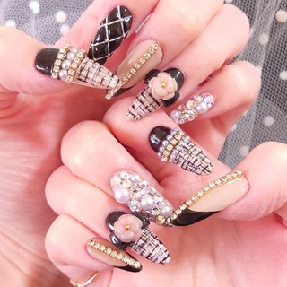 ツイード/リボン/#カメリアネイルのネイルデザイン｜ネイルブック 