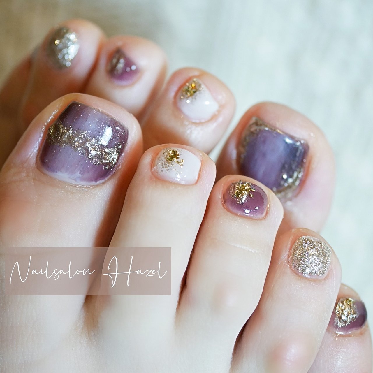 オールシーズン フット ニュアンス パープル ペディキュア Nailsalon Hazelのネイルデザイン No ネイルブック