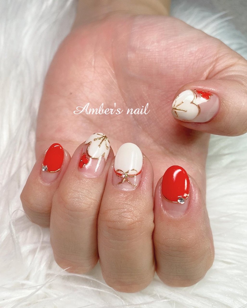お正月 ハンド アニマル柄 フラワー ミラー Amber S Nail アンバーズネイルのネイルデザイン No ネイルブック