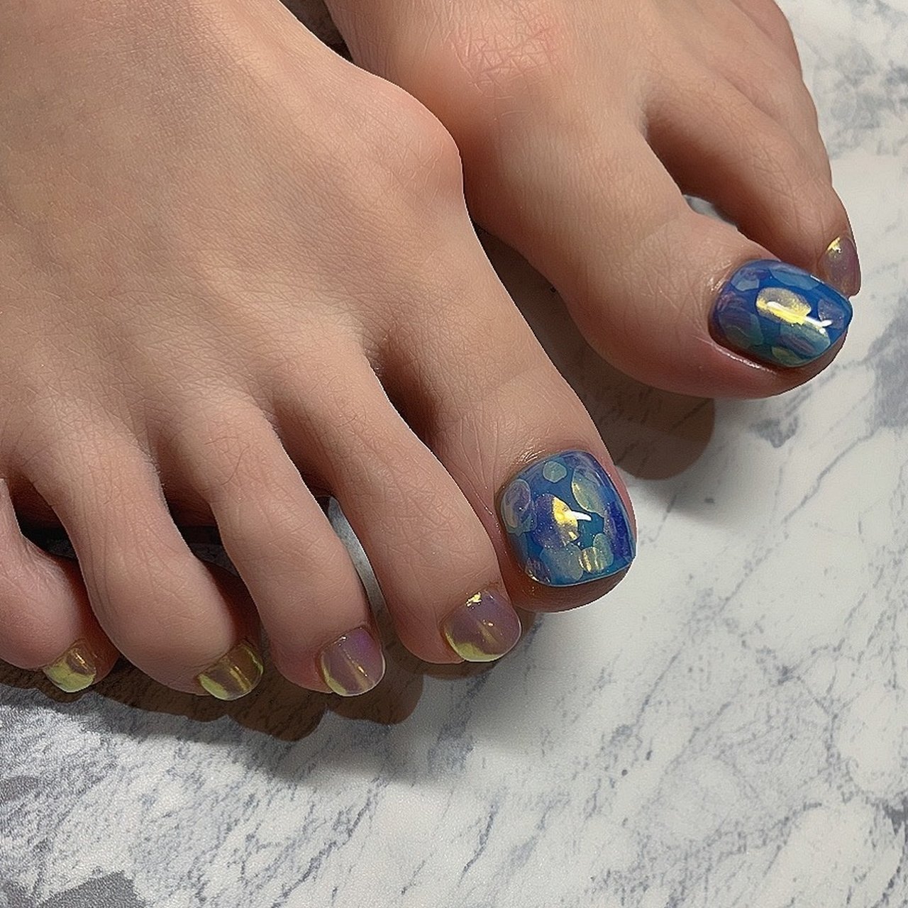 冬 フット ミラー 水色 メタリック Misato Kのネイルデザイン No ネイルブック