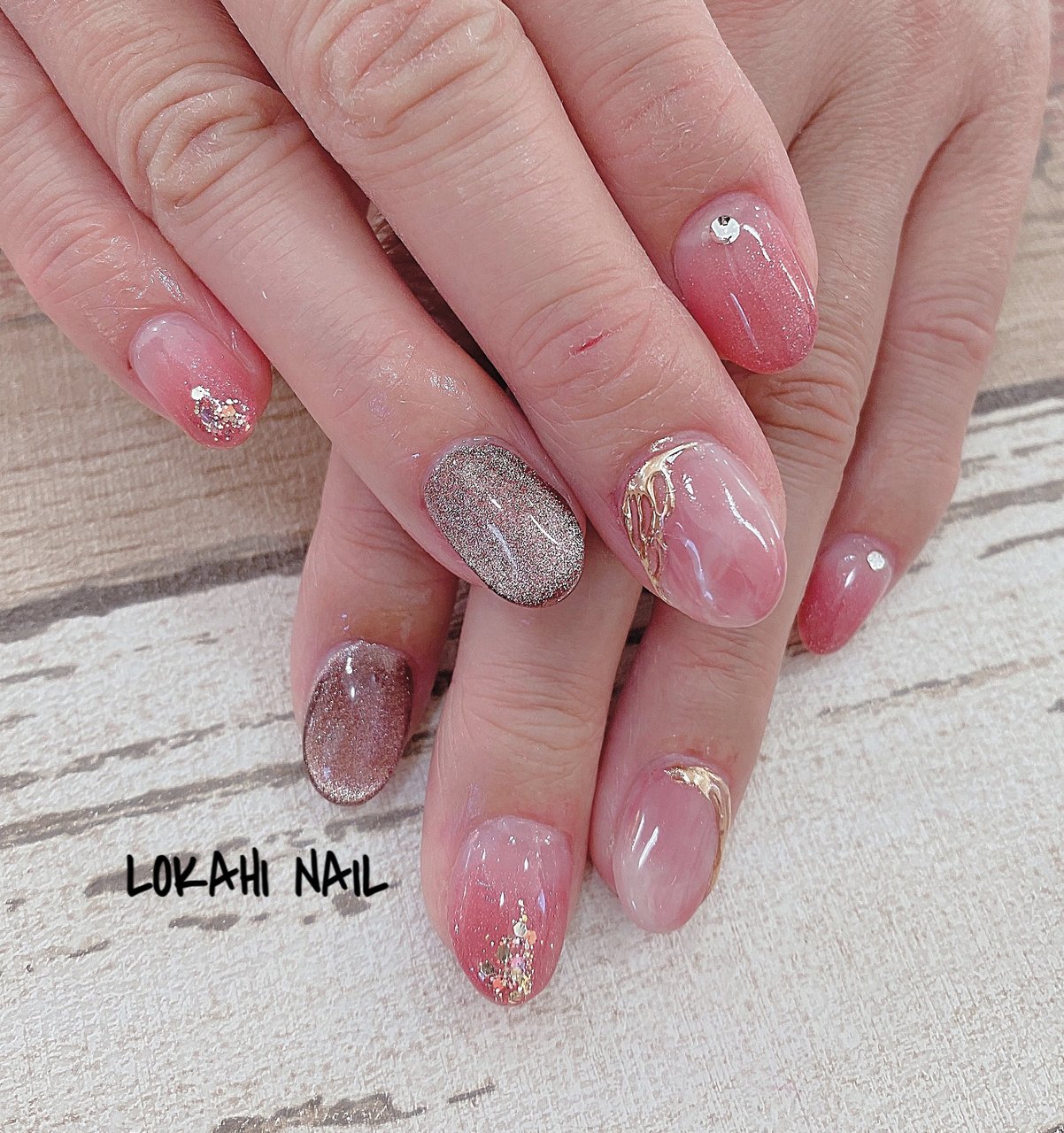 冬 バレンタイン ハンド グラデーション タイダイ Lokahi Nail ロカヒネイルのネイルデザイン No ネイルブック