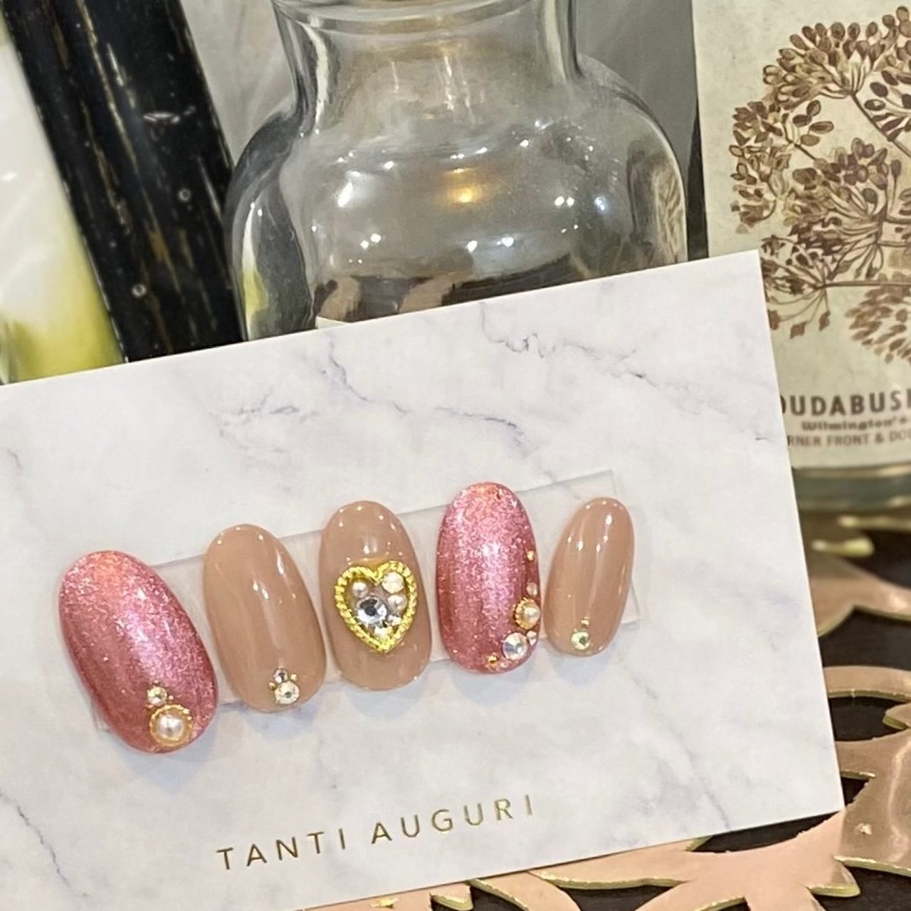 バレンタイン ハンド ビジュー ハート ミディアム Aiのネイルデザイン No ネイルブック