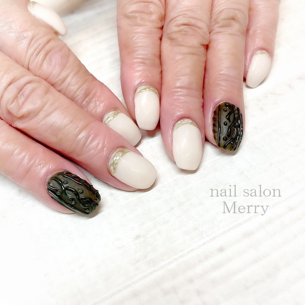 冬 オフィス ハンド シンプル ニット Nail Salon Merry メリー のネイルデザイン No ネイルブック
