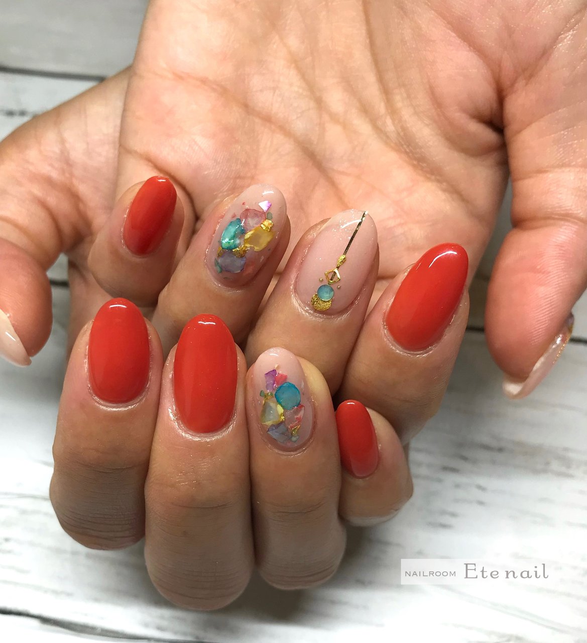 夏 海 リゾート ワンカラー シェル Ete Nailのネイルデザイン No ネイルブック