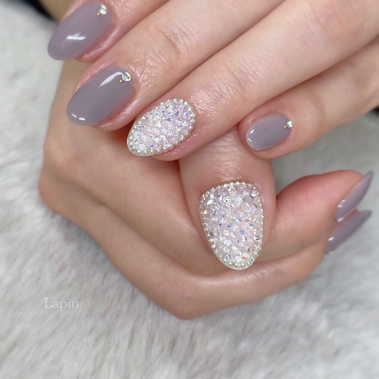 冬 オールシーズン ハンド シンプル ビジュー Nailsalon Lapinのネイルデザイン No ネイルブック