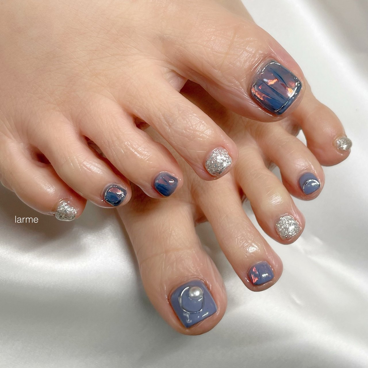 フット 水色 ブルー シルバー Nailroomlarmeのネイルデザイン No ネイルブック