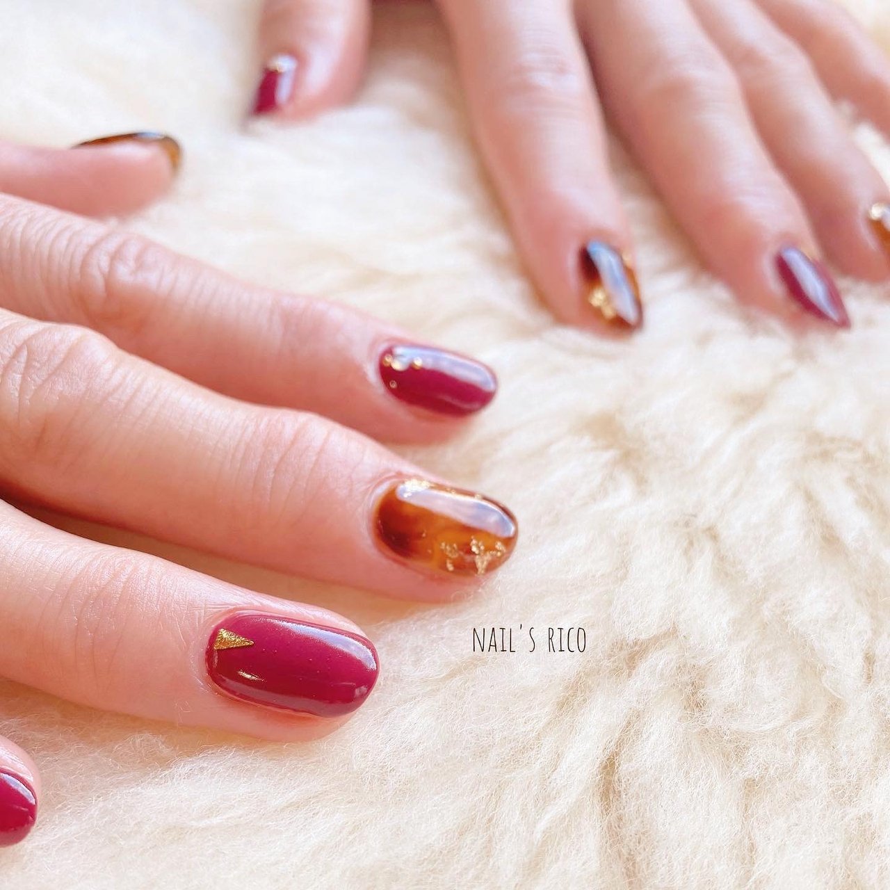 秋 冬 ハンド べっ甲 ショート 神戸 長田 Nailsrico ログハウス ネイルサロンのネイルデザイン No ネイルブック