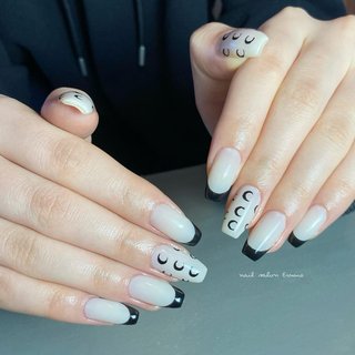 17))マリーンセル フレンチガーリー ネイルチップ リボンネイル ブラック 75))ネイルチップ ホワイト フレンチガーリー リボン ブラック